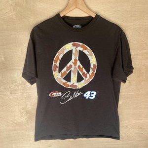 Richard Petty Motorsports Bubba Wallace 43 Peace Sign Black Cotton Tee Large